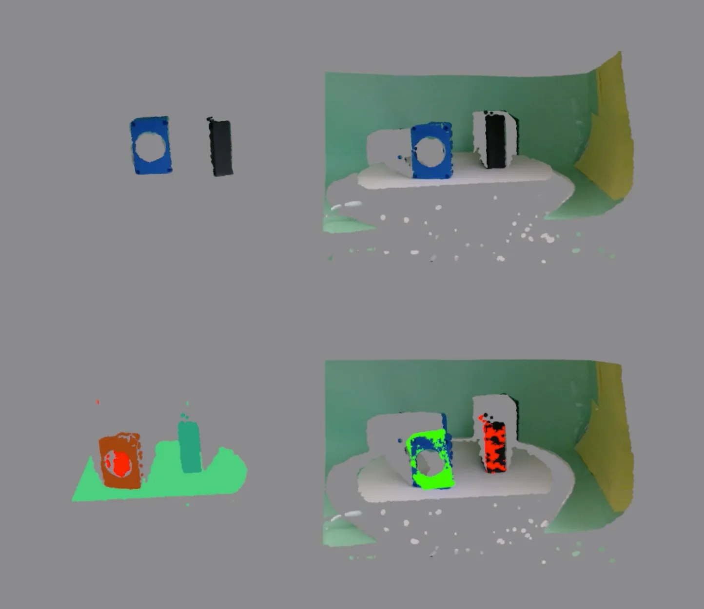 The same objects reconstructed by the multi-view and point-cloud approaches